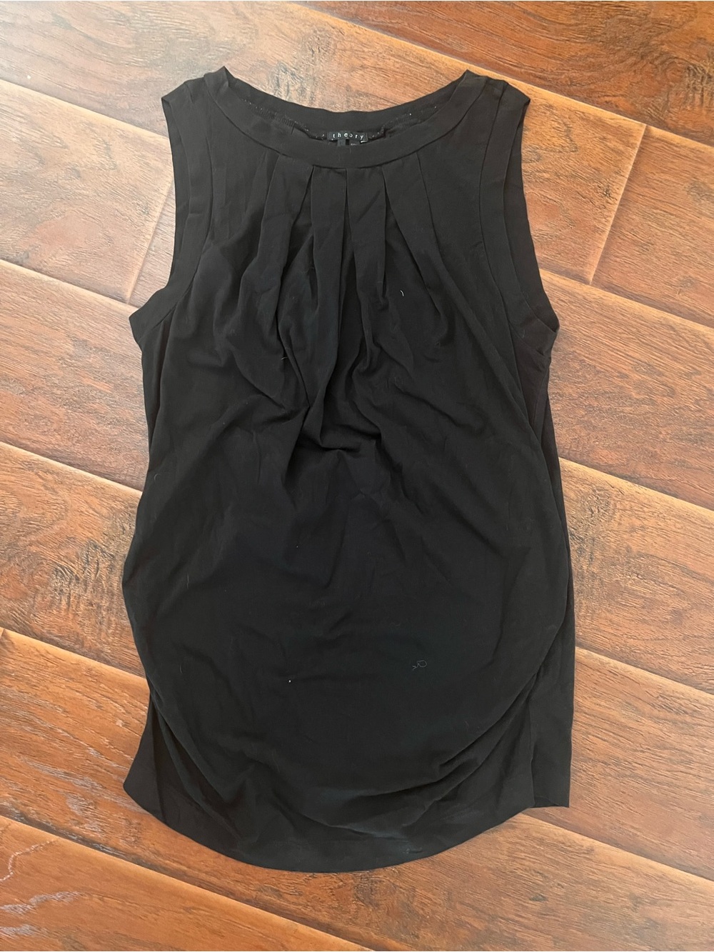 Theory Black Pleated Front Sleeveless Camisole